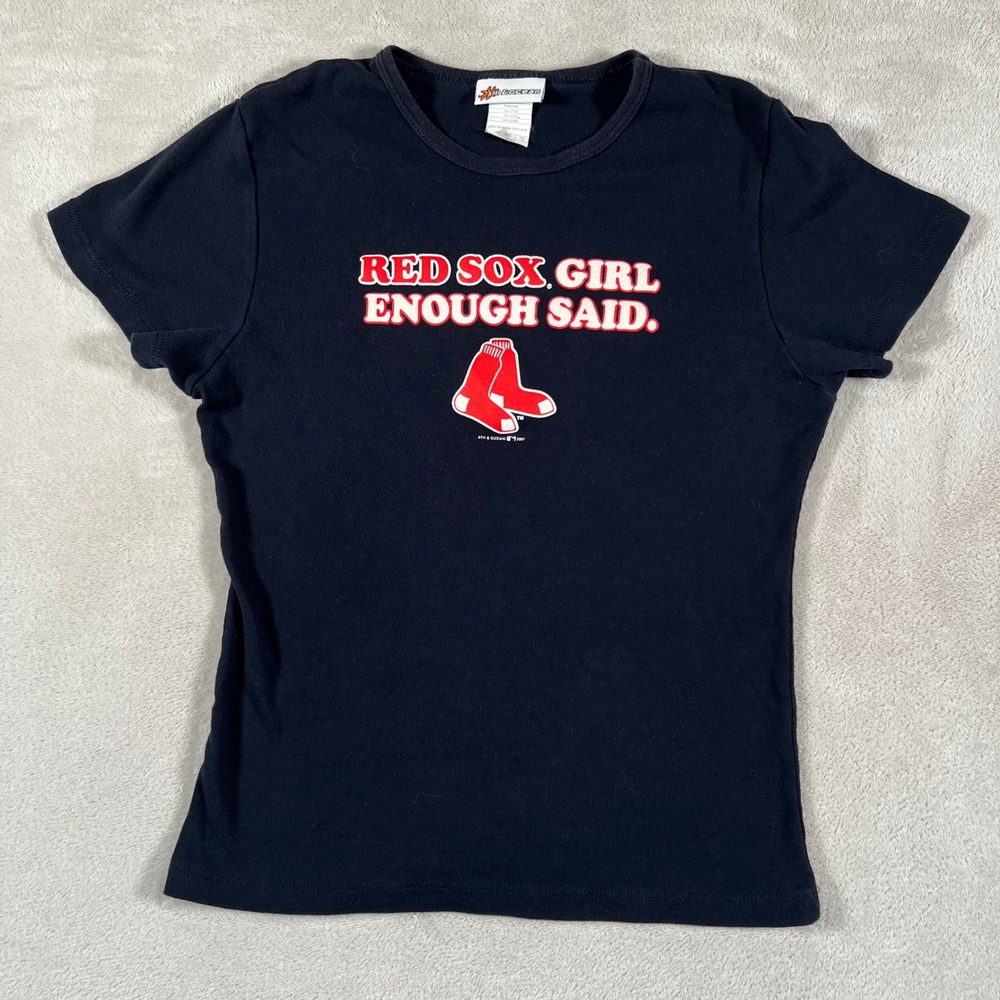 Vintage 2007 Boston Red Sox Girl Graphic T-Shirt Navy Blue Women's Size Large